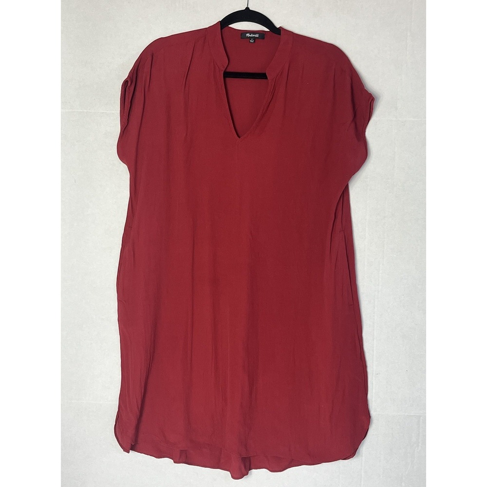 Madewell Bicoastal Tunic Dress Crimson Red Women's Size Small‎ Oversized Relaxed